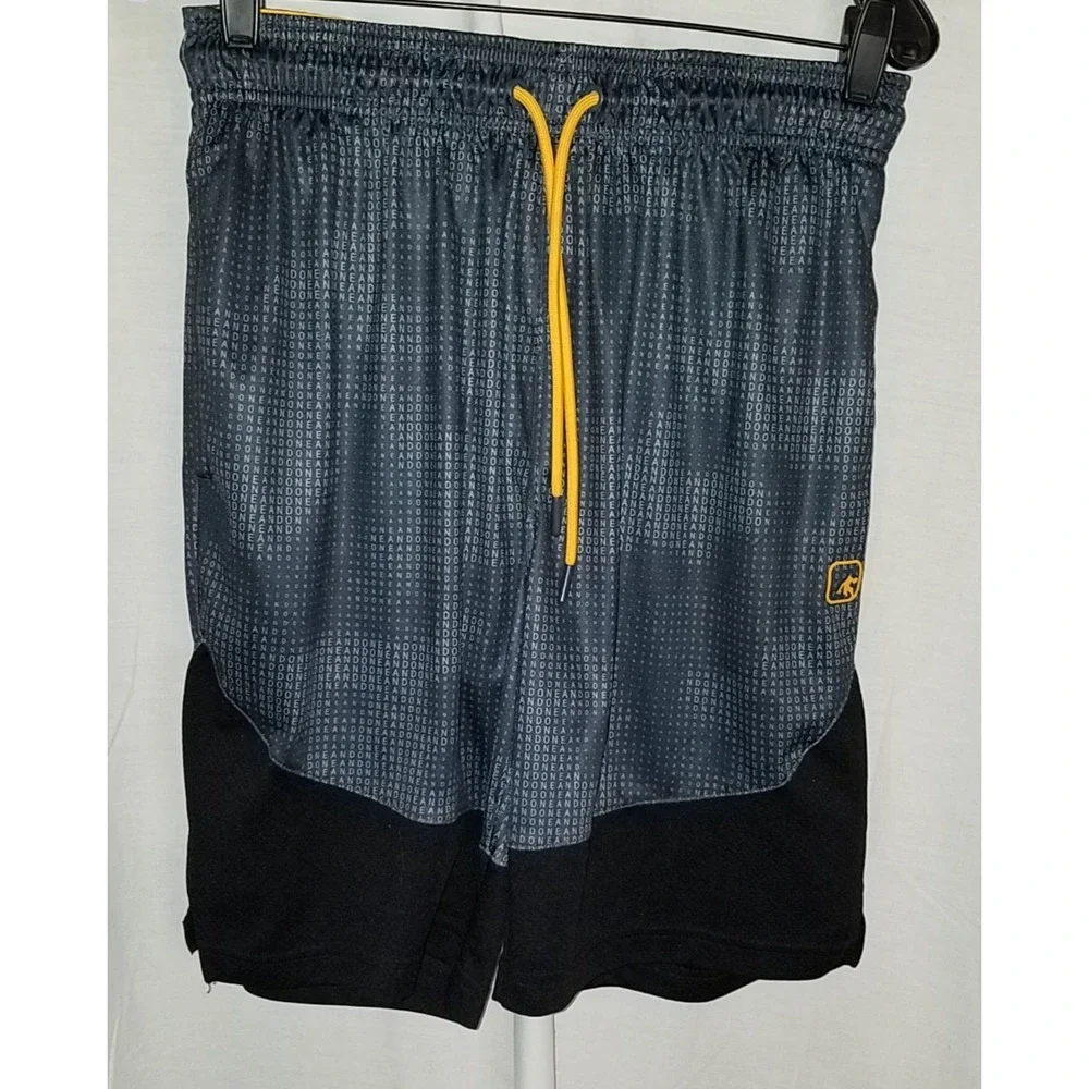 AND1 Mens Size M Gray/Yellow Athletic‎ Shorts Elastic Waistband